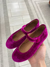 Papanatas Fuchsia Velvet Mary Jane-Tassel Children Shoes