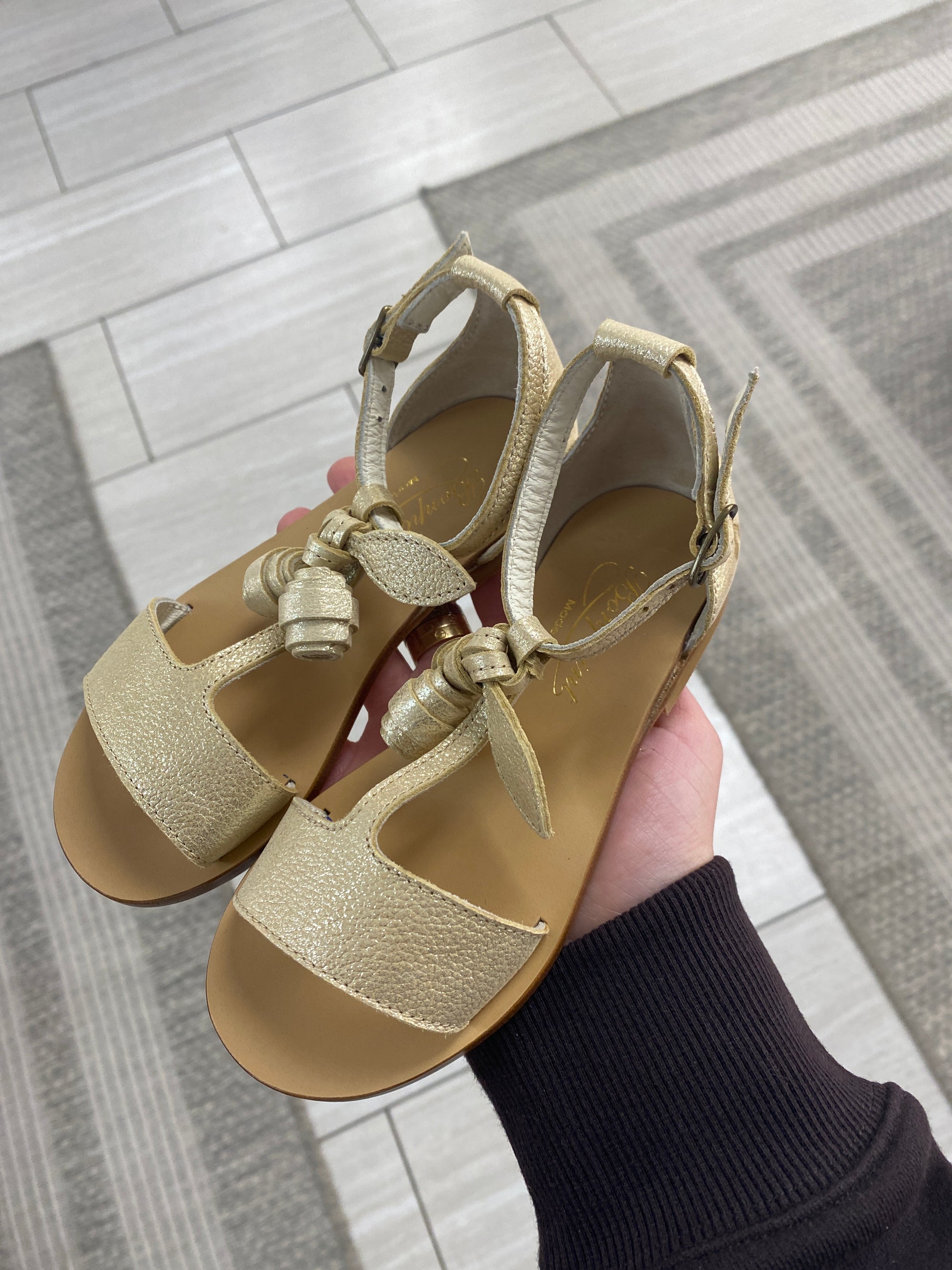 Bonpoint Oro Gold Cherry Tassel Sandal-Tassel Children Shoes