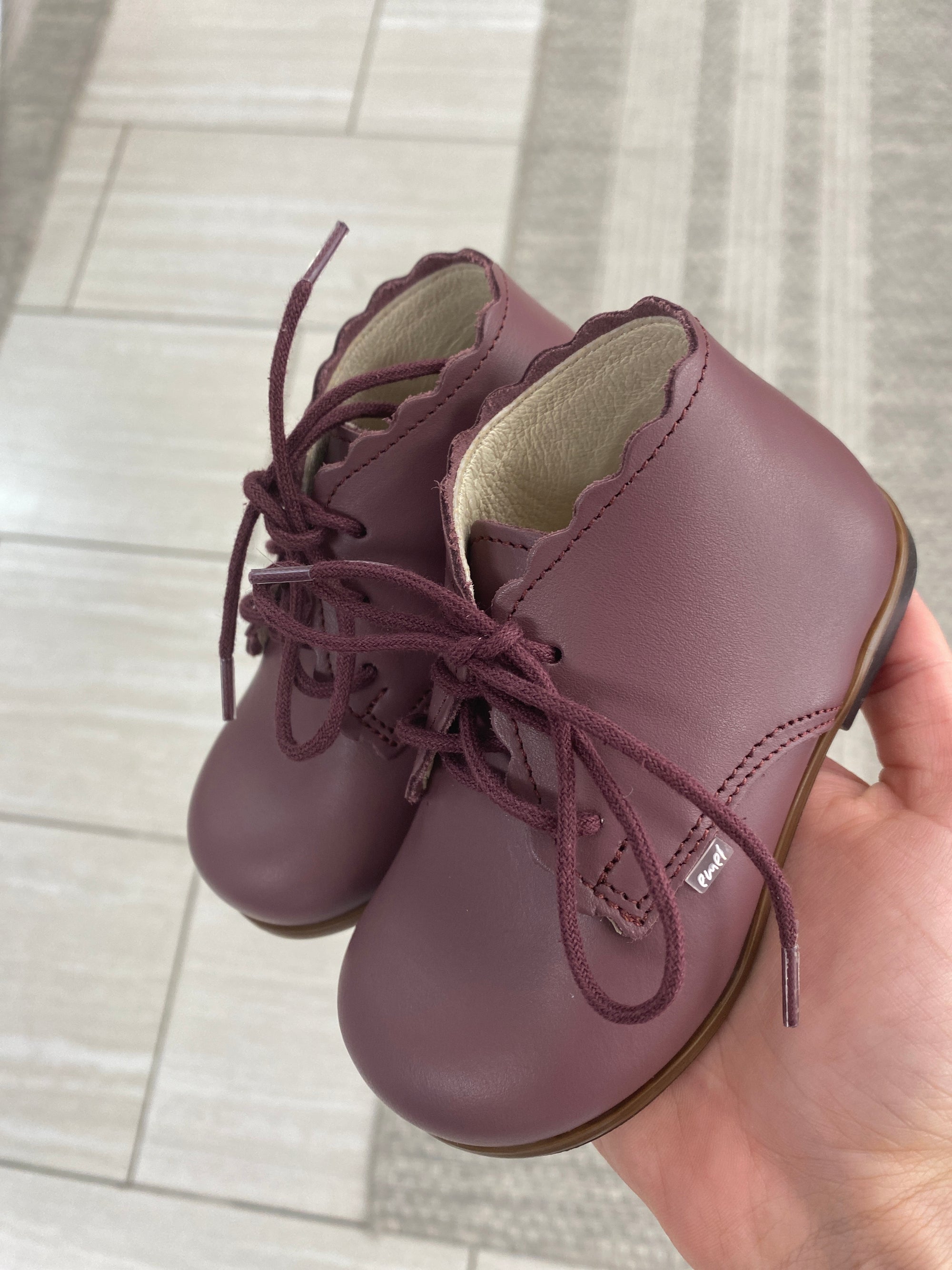 Emel Plum Scalloped Baby Bootie-Tassel Children Shoes
