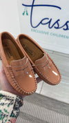 Atlanta Mocassin Peach Patent Penny Driver-Tassel Children Shoes