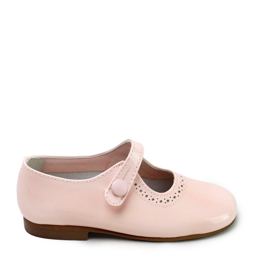 Papanatas Pink Patent Perforated Mary Jane-Tassel Children Shoes