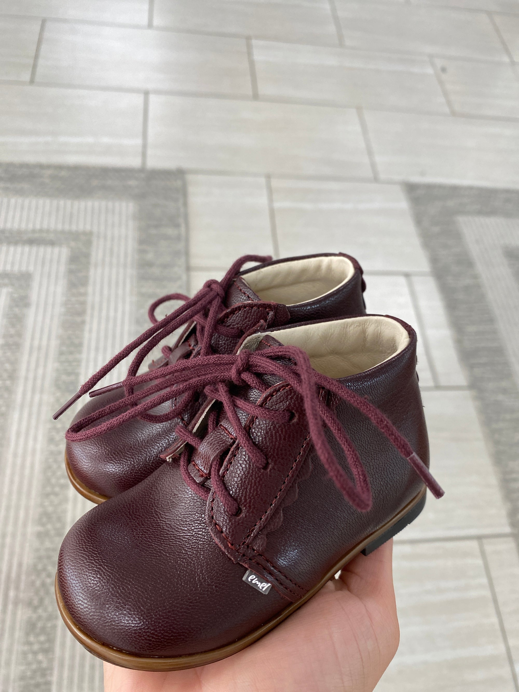 Emel Dark Burgundy Scalloped Baby Bootie-Tassel Children Shoes