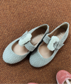 Papanatas Taupe Printed Buckle Mary Jane-Tassel Children Shoes