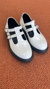 Blublonc White Florentic Double T Strap Chunky Loafer-Tassel Children Shoes