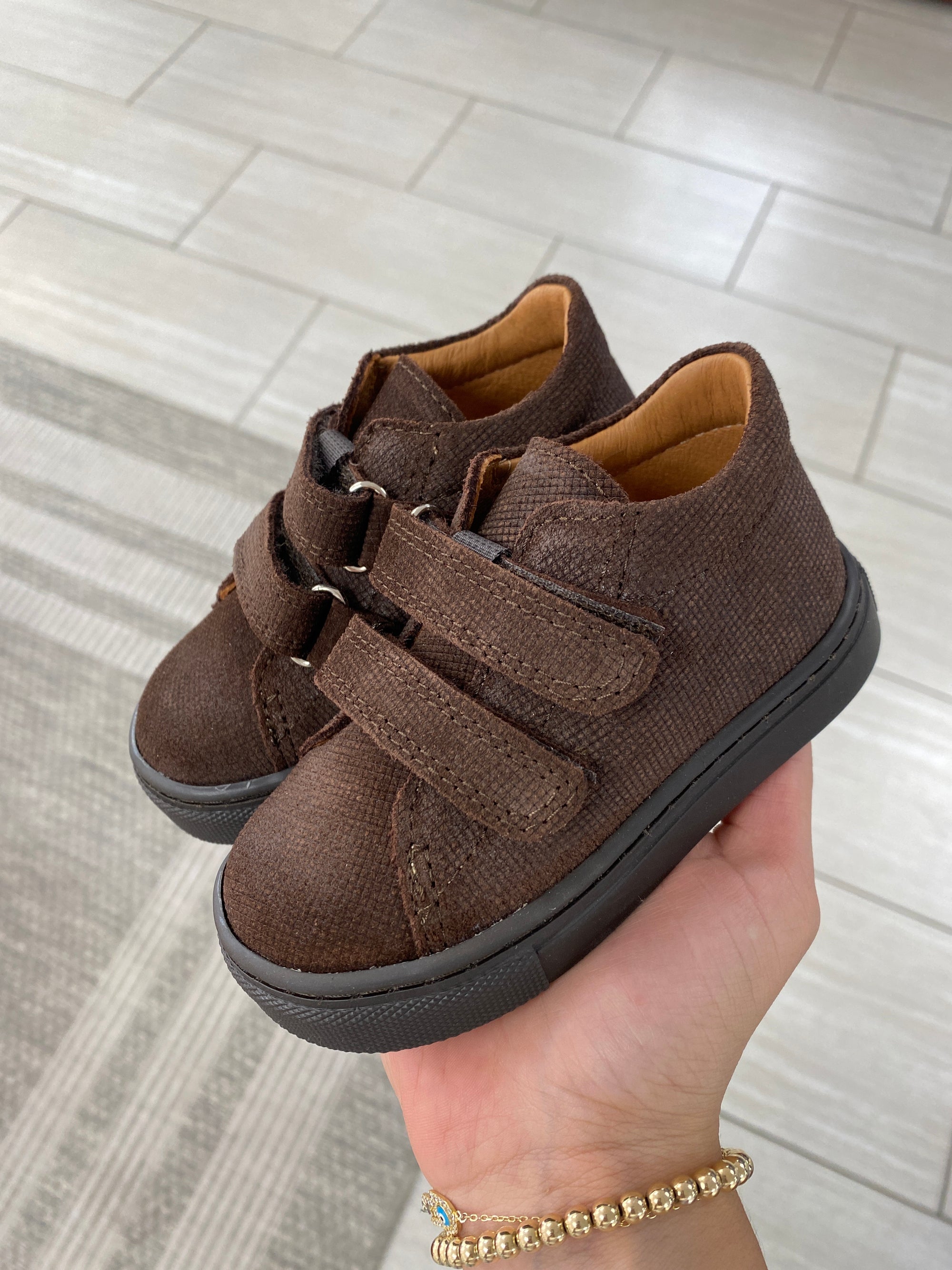 Atlanta Mocassin Brown Twill Baby Sneaker-Tassel Children Shoes