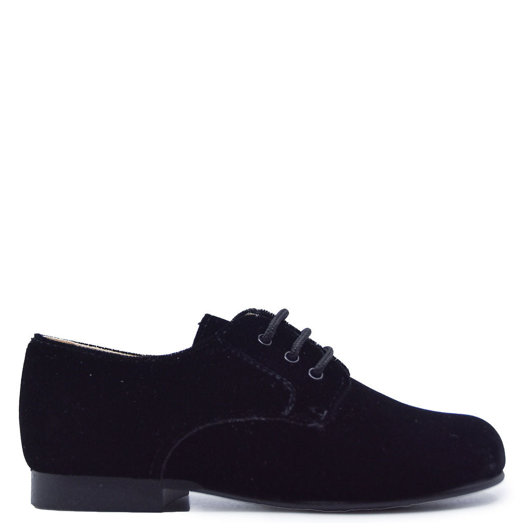Beberlis Black Velvet Tuxedo Oxford-Tassel Children Shoes