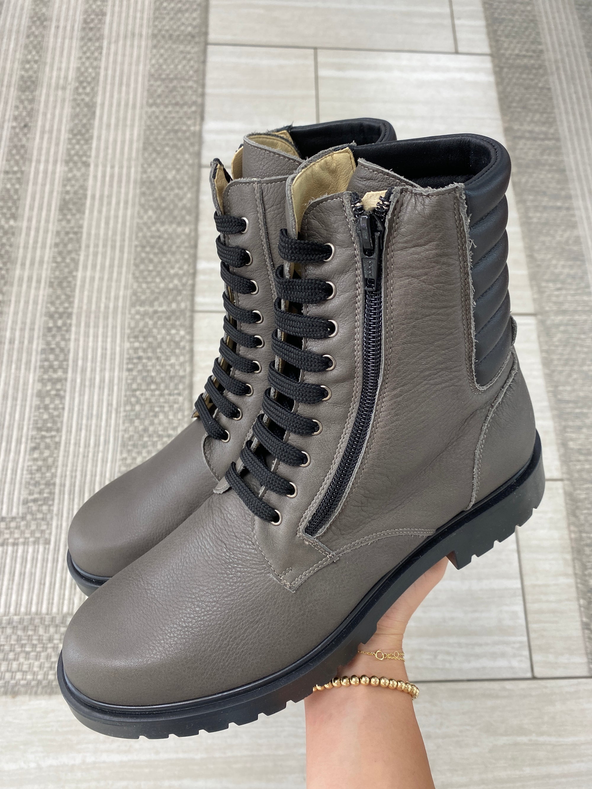 Andanines Gray Zipper Boot-Tassel Children Shoes