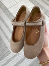 Papanatas Taupe Textured Mary Jane-Tassel Children Shoes