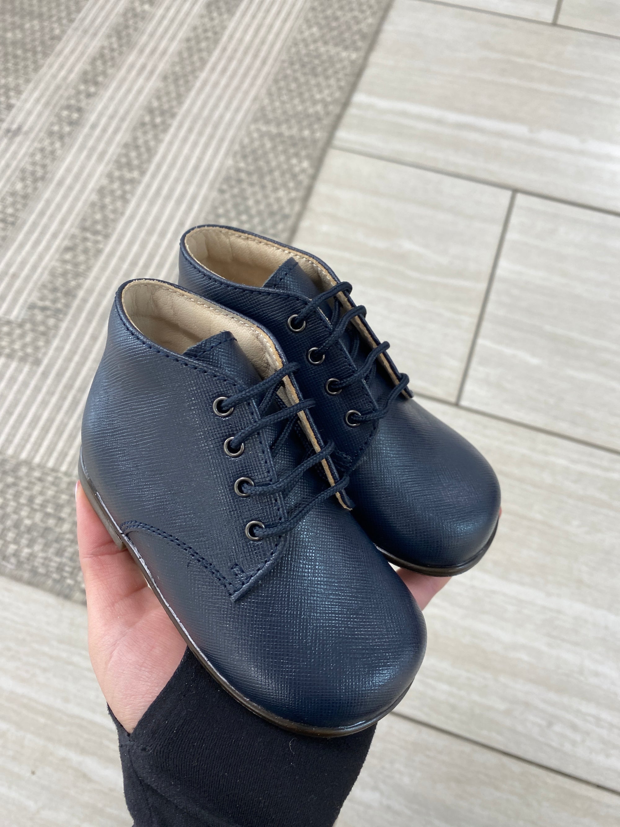 Beberlis Navy Textured Baby Bootie-Tassel Children Shoes