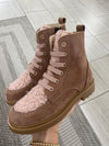 Beberlis Rose Suede Shearling Combat Boot-Tassel Children Shoes