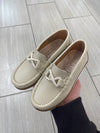 LMDI Cream Leather Rope Boat Loafer-Tassel Children Shoes