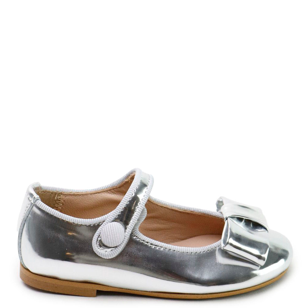 Papanatas Silver Mirror Bow Mary Jane-Tassel Children Shoes