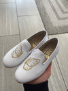 LMDI White Leather Butterfly Smoking Loafer-Tassel Children Shoes