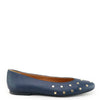 Papanatas Navy Studded Leather V Flat-Tassel Children Shoes