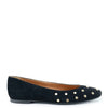 Papanatas Black Suede Studded V Flat-Tassel Children Shoes