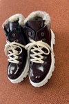 Blublonc Maroon Patent Sherpa Bootie-Tassel Children Shoes