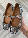 Papanatas Pewter Mirror Wingtip Mary Jane-Tassel Children Shoes