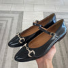 Papanatas Black Patent Buckle Mary Jane-Tassel Children Shoes