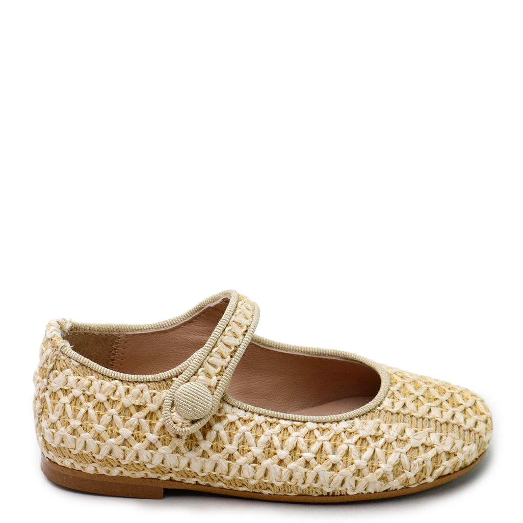 Papanatas Natural Wicker Mary Jane-Tassel Children Shoes