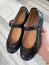 Papanatas Black Croc Mary Jane-Tassel Children Shoes