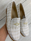 Blublonc Taupe And White Embroidered Penny Loafer-Tassel Children Shoes