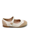 Papanatas Beige and White Linen Wingtip Mary Jane-Tassel Children Shoes