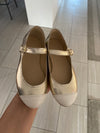 Blublonc Gold and Cream Scalloped Mary Jane-Tassel Children Shoes