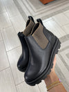 LMDI Black Leather Chunky Elastic Boot-Tassel Children Shoes