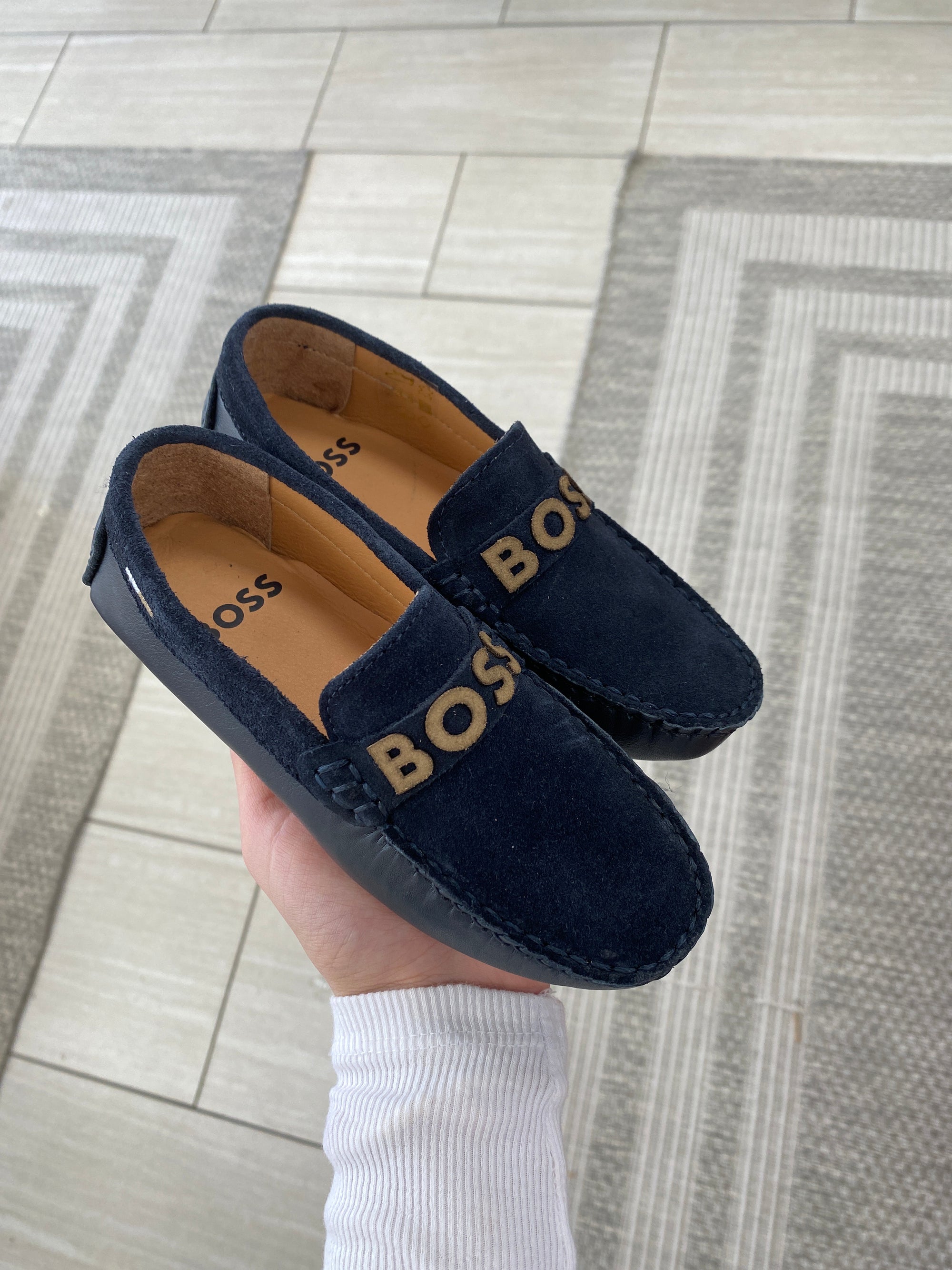 Hugo Boss Navy Suede Loafer-Tassel Children Shoes