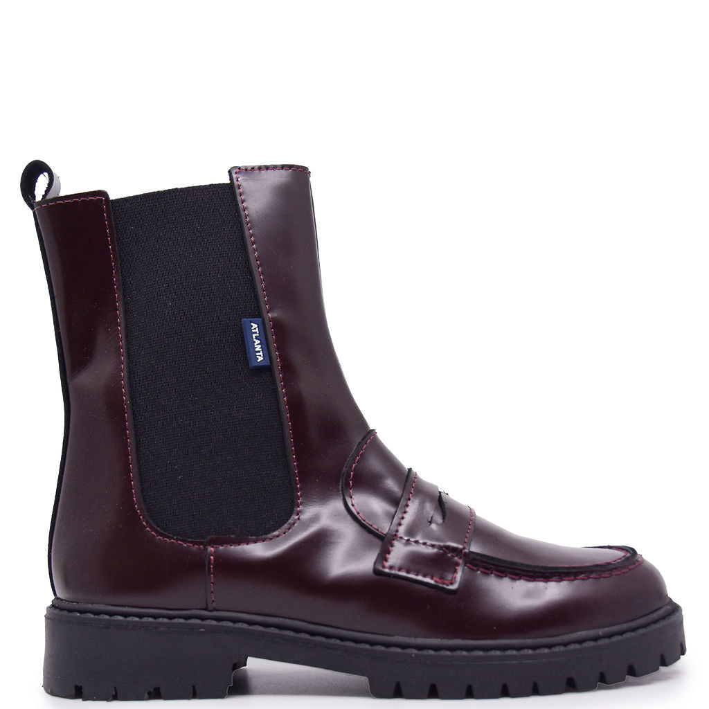 Atlanta Mocassin Burgundy Florentic Penny Boot-Tassel Children Shoes