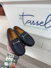 Atlanta Mocassin Navy Grain Buckle Loafer-Tassel Children Shoes