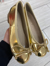 Papanatas Gold Mirror Bow Flat-Tassel Children Shoes