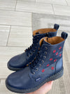 Atlanta Mocassin Navy Flower Boot-Tassel Children Shoes