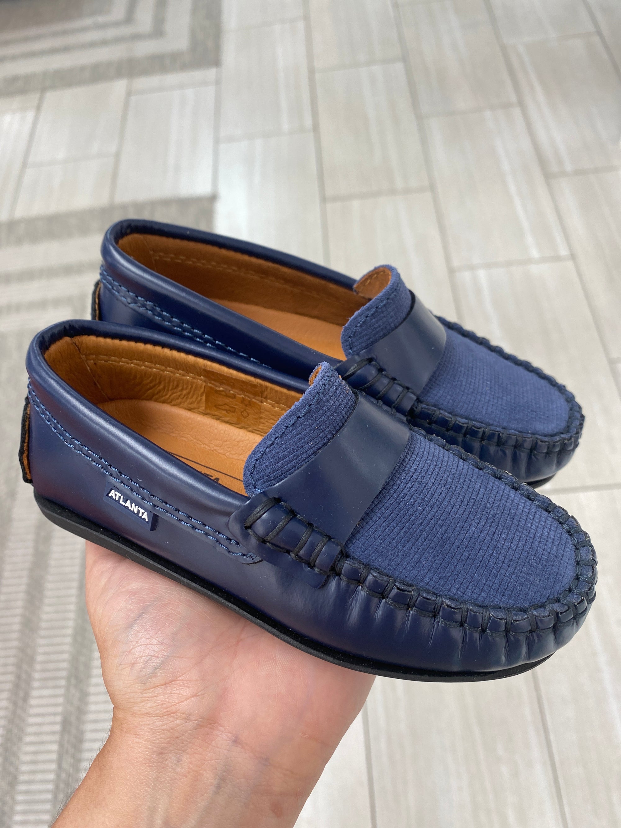 Atlanta Mocassin Twill and Leather Navy Penny Loafer-Tassel Children Shoes
