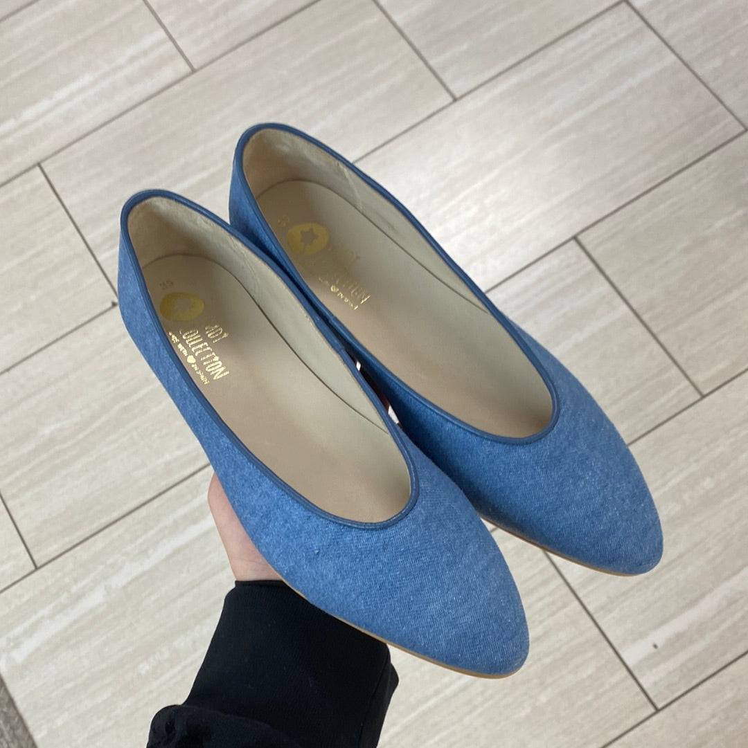 Women's Denim Flat Shoes Casual Point Toe Slip Shoes - Temu