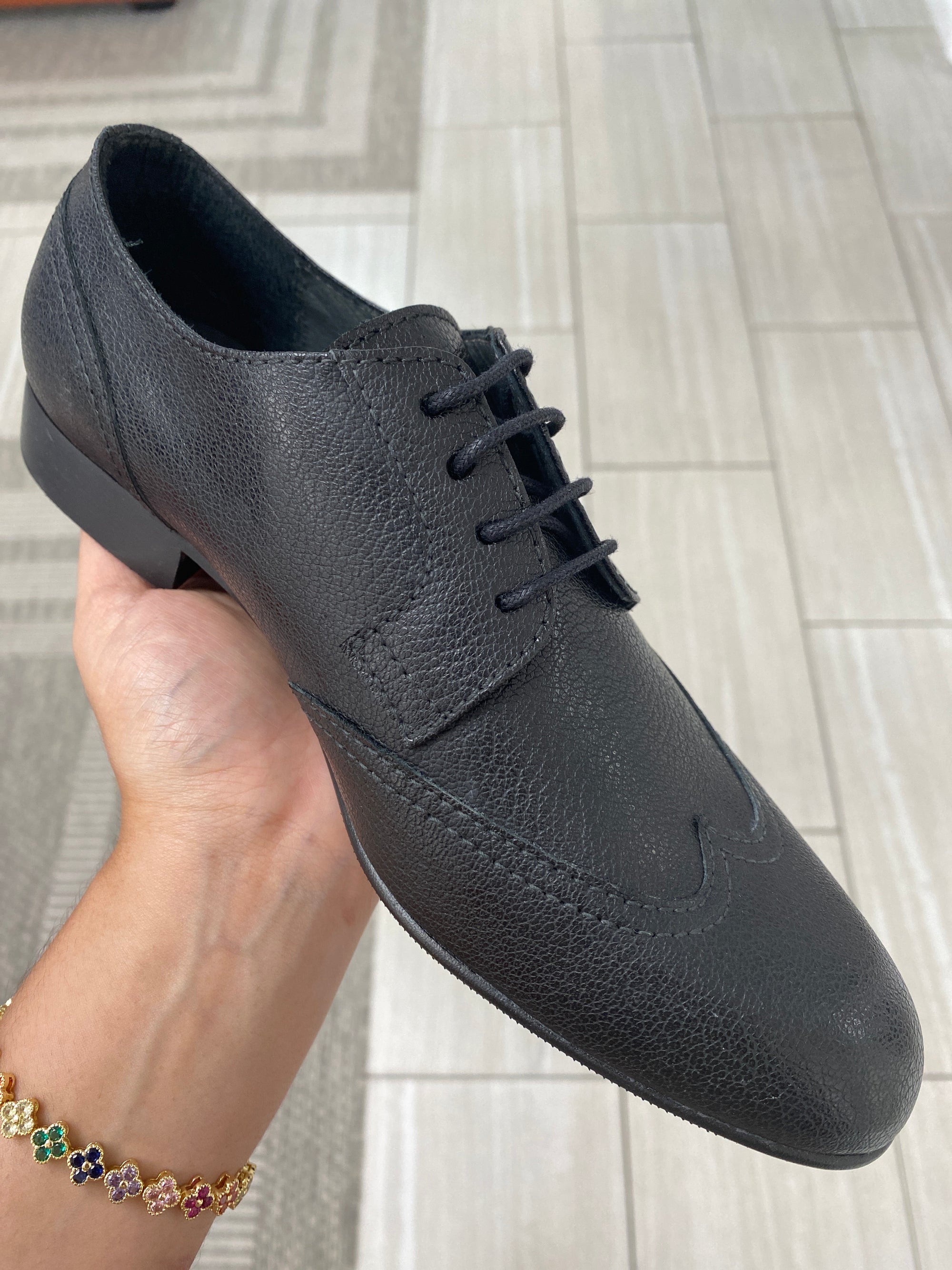 Beberlis Black Leather Wingtip Dress Shoe-Tassel Children Shoes