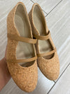 Blublonc Beige Cork Double Strap Mary Jane-Tassel Children Shoes