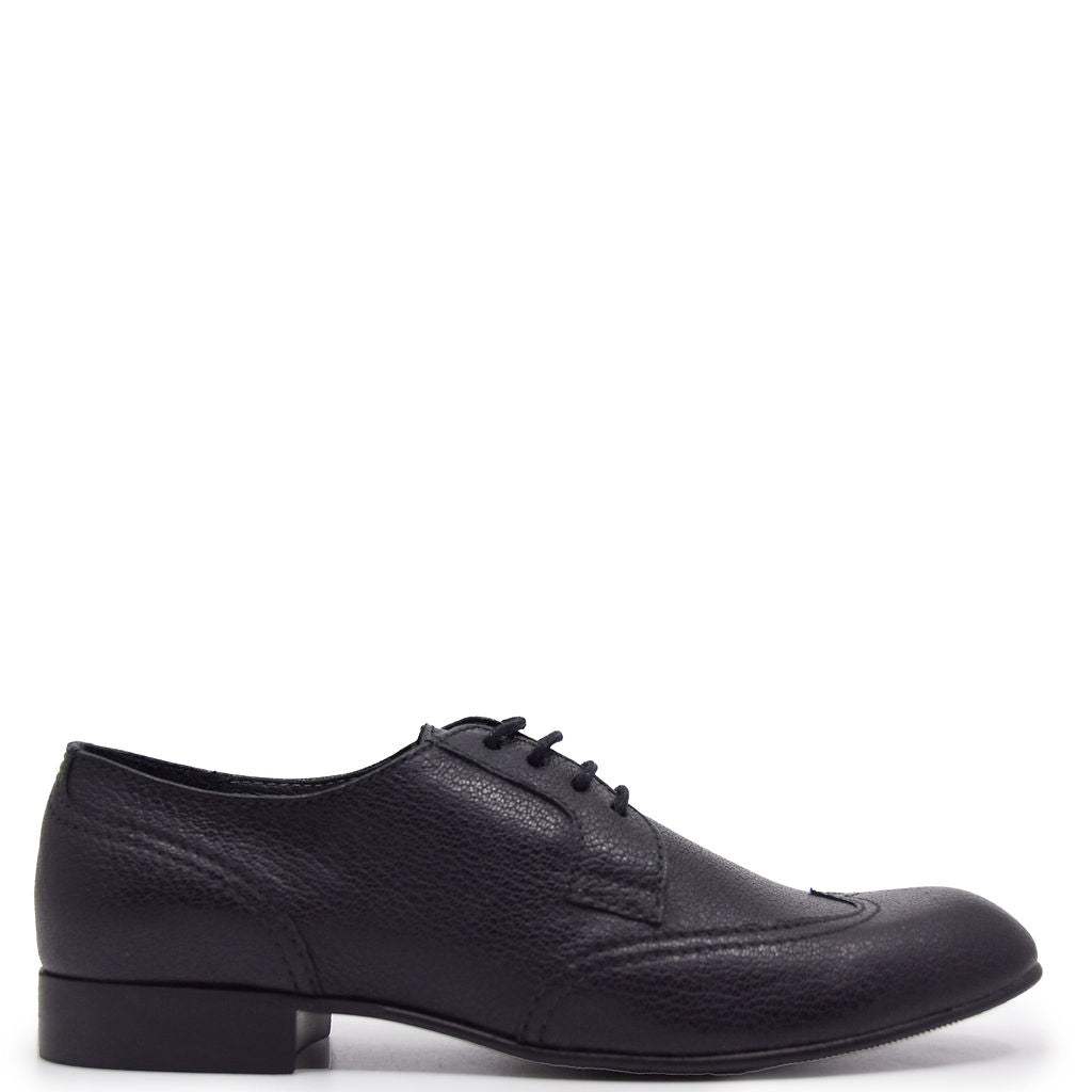 Beberlis Black Leather Wingtip Dress Shoe-Tassel Children Shoes