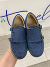 Blublonc Navy Canvas Double Monk Loafer-Tassel Children Shoes