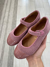 Papanatas Pink Corduroy Captoe Mary Jane-Tassel Children Shoes