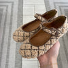 Papanatas Cream Checkered Shearling Mary Jane-Tassel Children Shoes