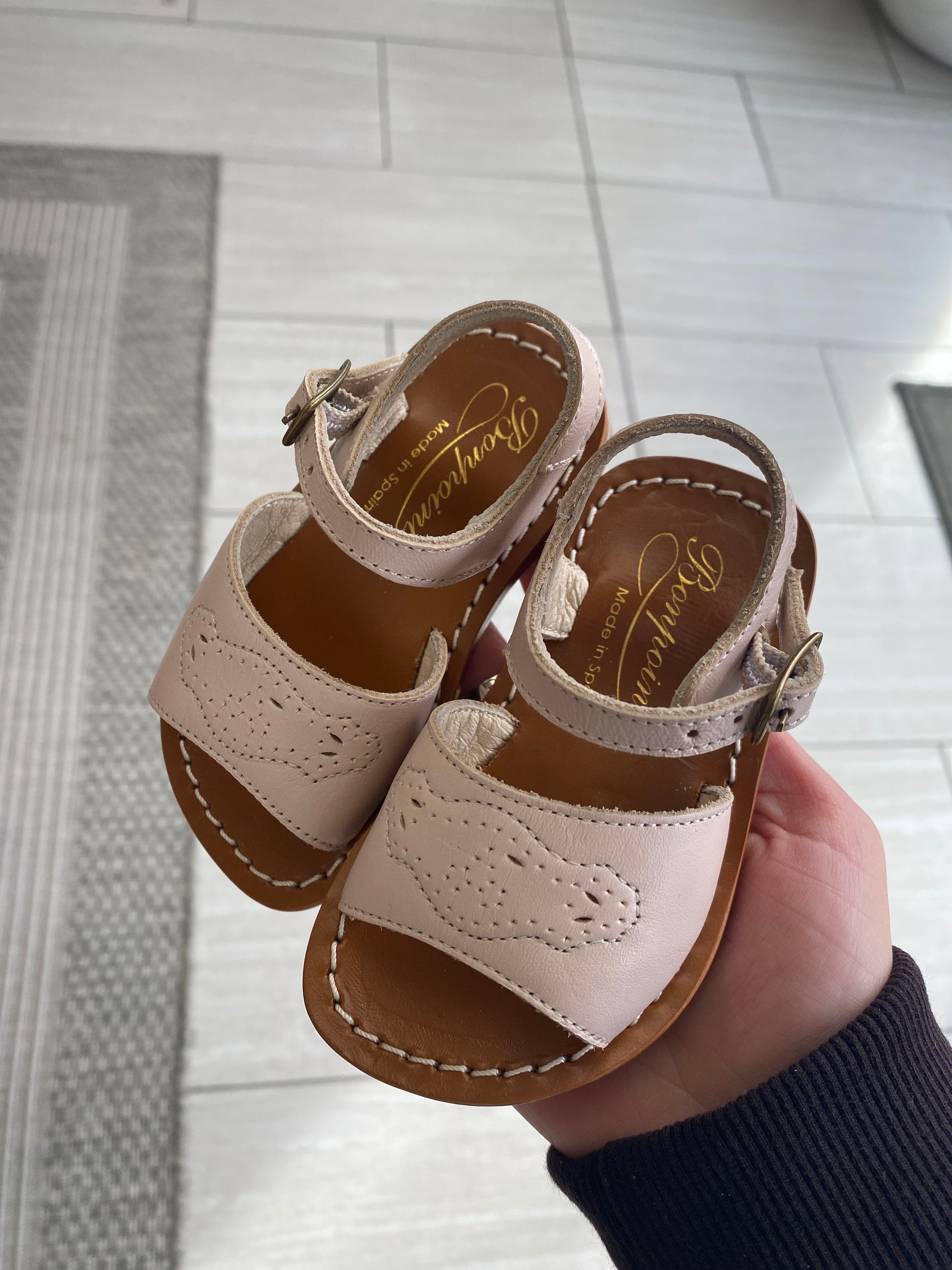 Bonpoint Rose Leather Baby Sandal-Tassel Children Shoes