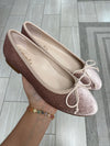 Beberlis Pink Velvet Bow Ballet Flat-Tassel Children Shoes