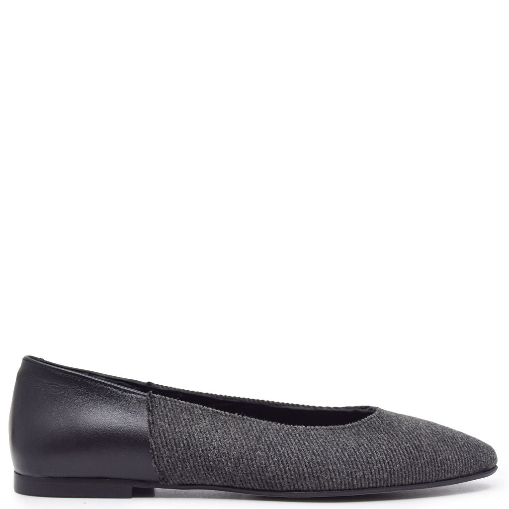 Blublonc Gray Wool Pointed Flat-Tassel Children Shoes