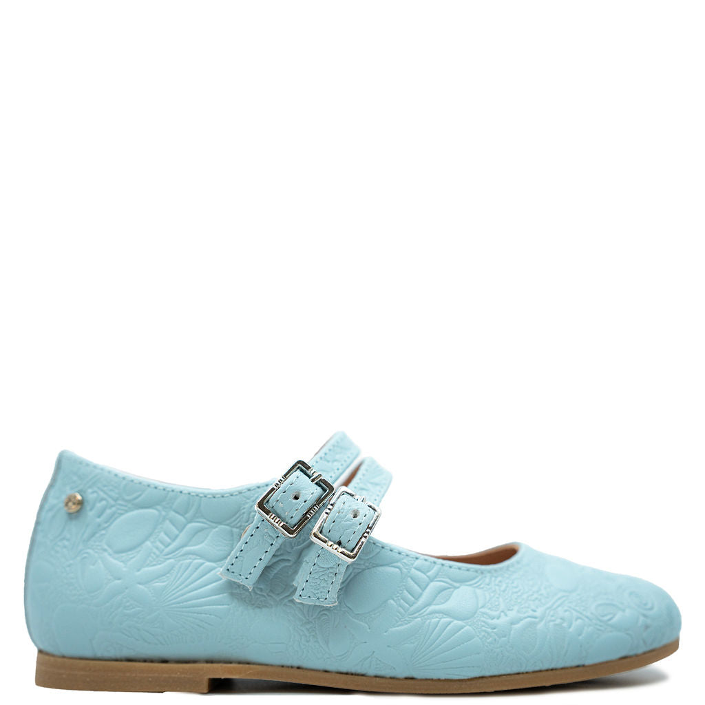 Manuela Sky Blue Double Strap Mary Jane-Tassel Children Shoes