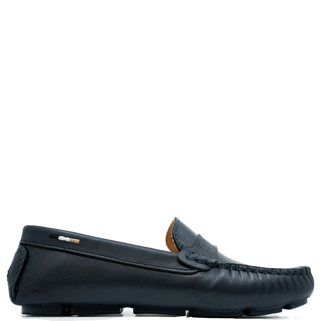 Hugo Boss Blue Leather Logo Loafer-Tassel Children Shoes