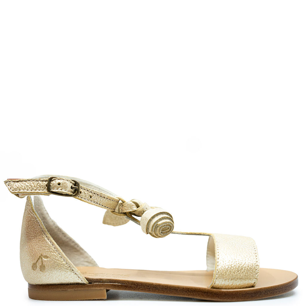 Bonpoint Oro Gold Cherry Tassel Sandal-Tassel Children Shoes