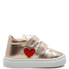 Atlanta Mocassin Rosegold Metallic Heart Velcro Baby Sneaker-Tassel Children Shoes