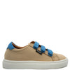 Atlanta Mocassin Tan And Blue Textured Velcro Sneaker-Tassel Children Shoes