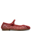 Papanatas Red And Gold Basketweave Mary Jane-Tassel Children Shoes